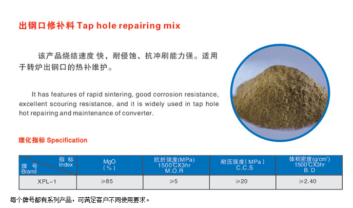 出钢口修补料批发